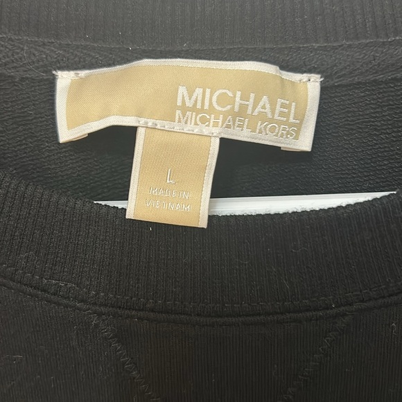 Michael Kors black sweatshirt top size large gold stud logo - Picture 3 of 6